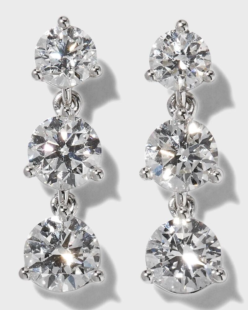 Memoire 18k White Gold 3-Diamond Drop Earrings, 1.51tcw Cover