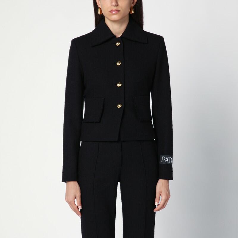 Patou Black wool-blend short jacket Cover