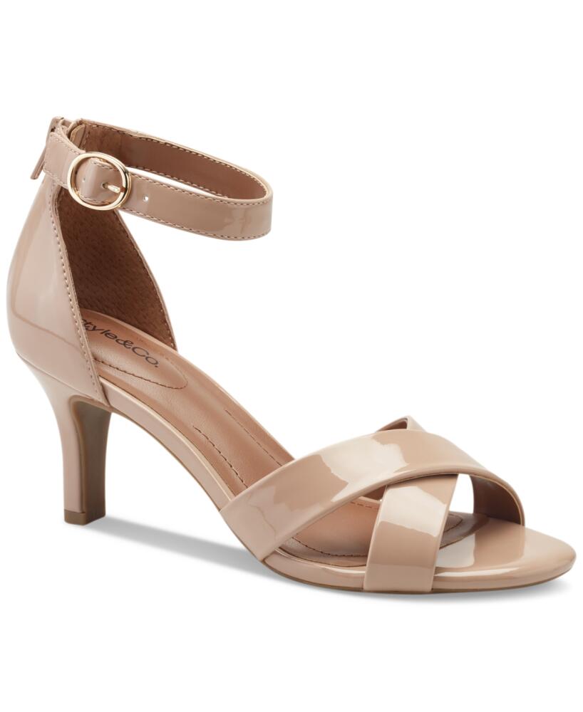 Style & Co Women's Priyaa Ankle Strap Dress Sandals, Created for Macy's - Nude Smooth Cover