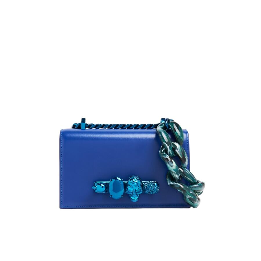 Alexander McQueen Ladies Mini Jewelled Satchel In Royal Blue Cover