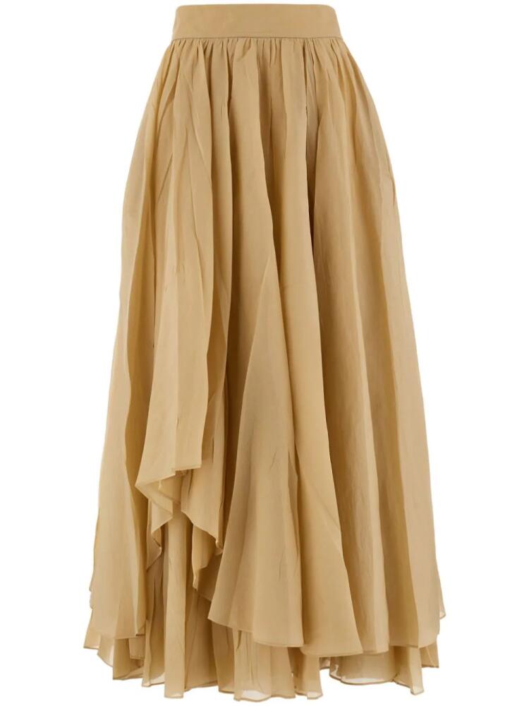 Ferragamo layered high-waisted midi skirt - Neutrals Cover