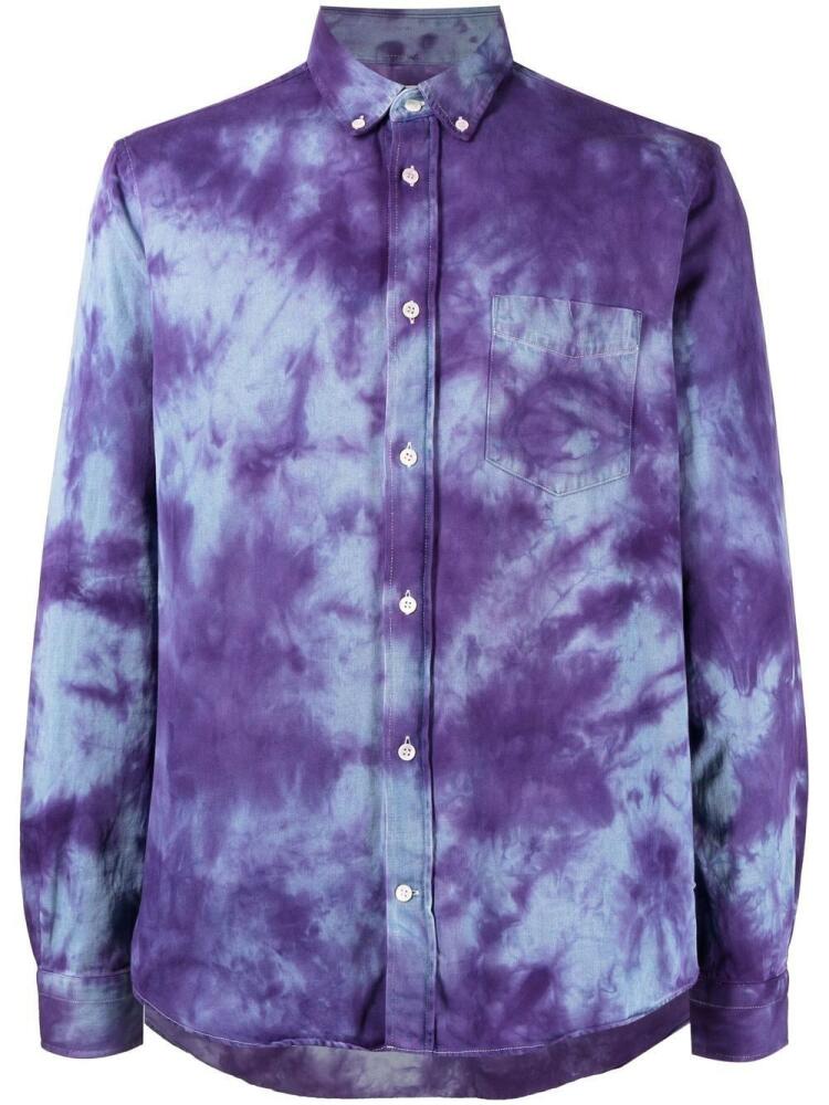 Stain Shade long-sleeve tie-dye shirt - Blue Cover