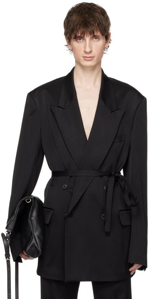 Dries Van Noten Black Peaked Lapel Blazer Cover