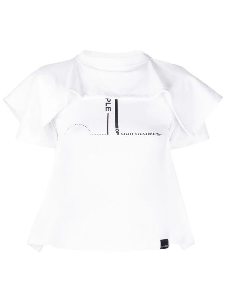 Courrèges ruffled layer slogan T-shirt - White Cover