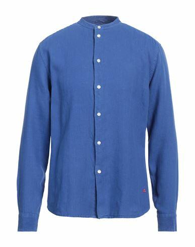 Peuterey Man Shirt Blue Linen Cover