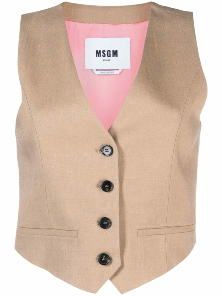 MSGM V-neck panelled waistcoat - Neutrals Cover