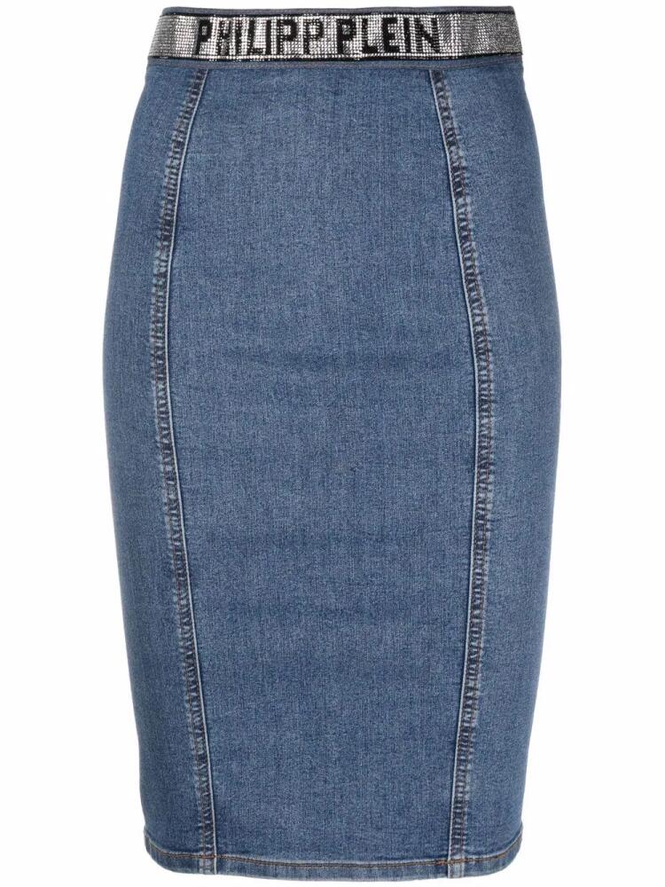 Philipp Plein Super Stretch denim pencil skirt - Blue Cover