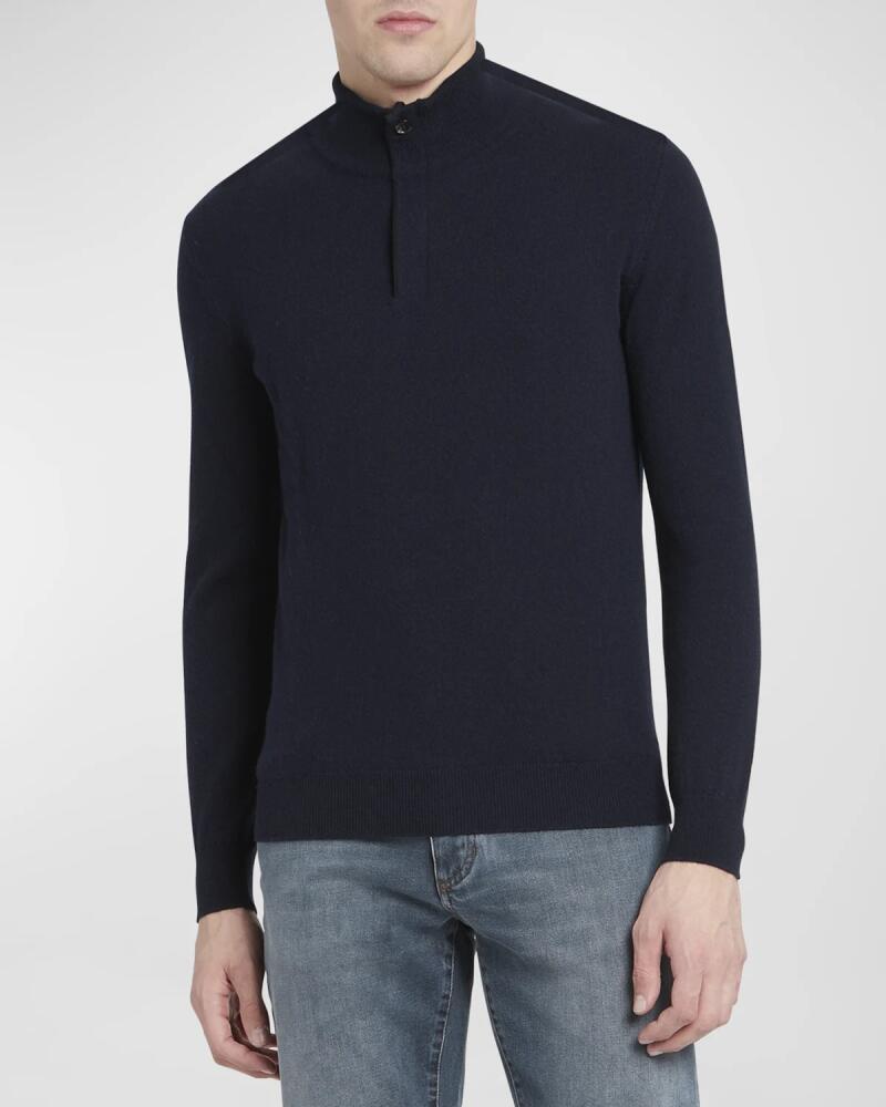 ZEGNA Men's Oasi Cashmere Zip Mock Neck Sweater Cover