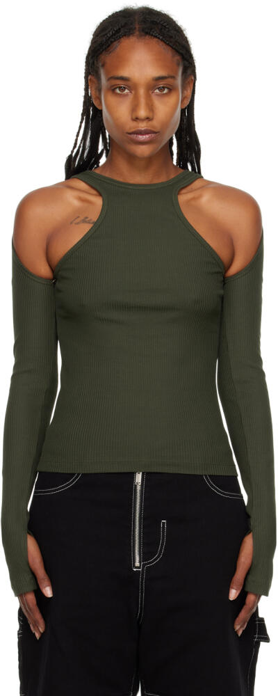 Dion Lee Green Shift Loop Long Sleeve T-Shirt Cover