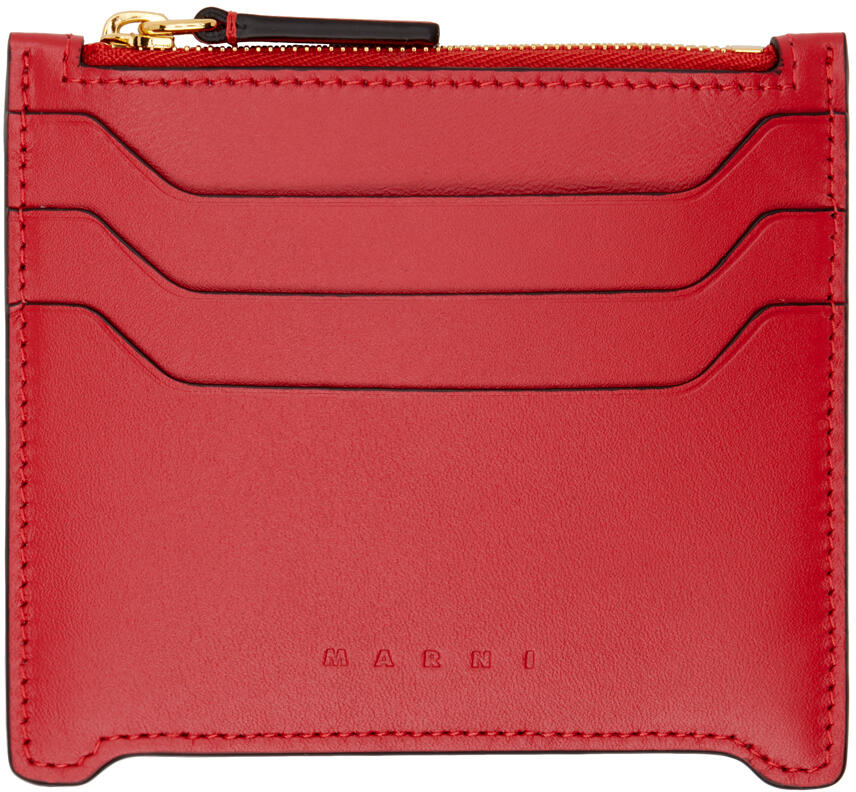 Marni Red Leather Trunkaroo Card Holder Cover