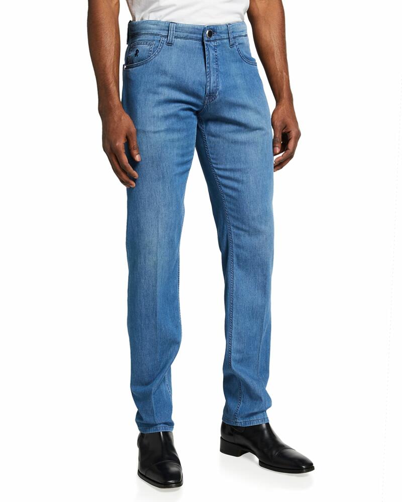 Stefano Ricci Men's Light-Wash Straight-Leg Denim Jeans Cover