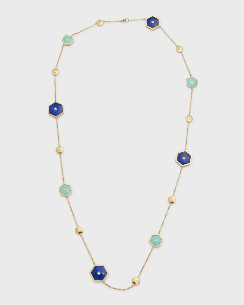 Miseno Sommersa 18K Turquoise Diamond Lapis Station Necklace Cover