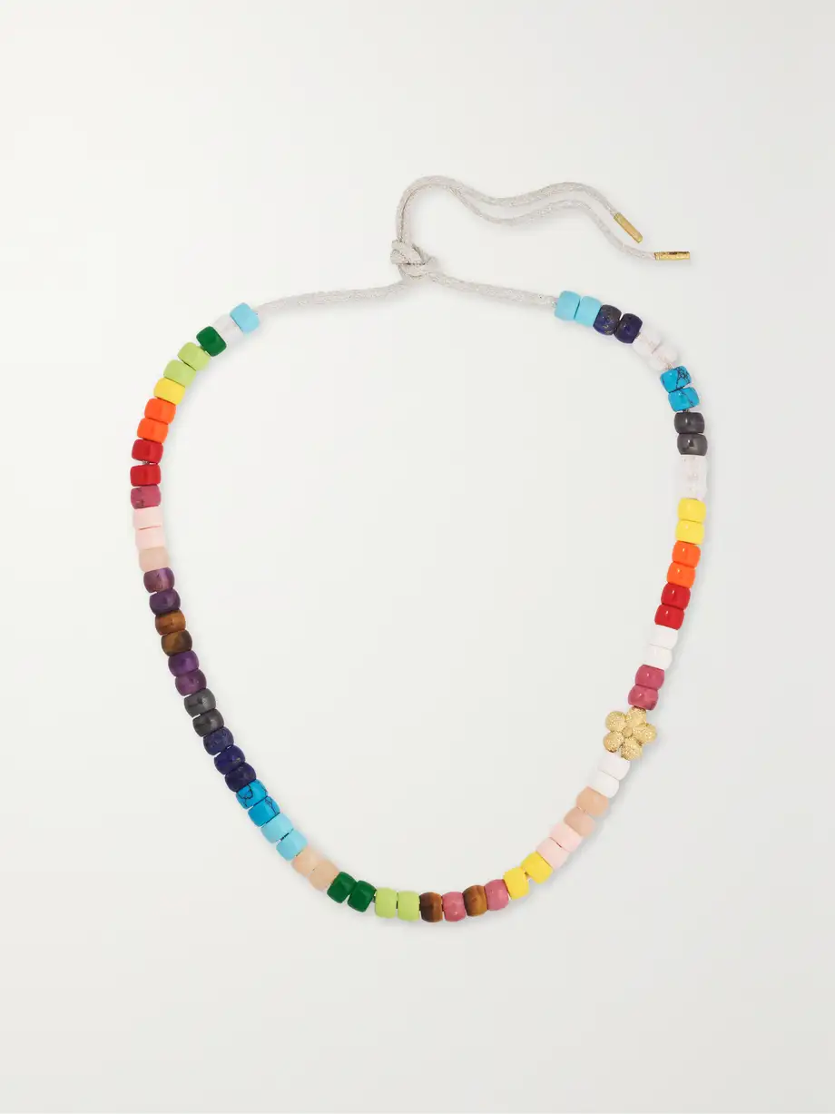 Carolina Bucci - Forte Beads Rainbow Flower 18-karat Gold And Lurex Multi-stone Necklace Kit - Blue Cover