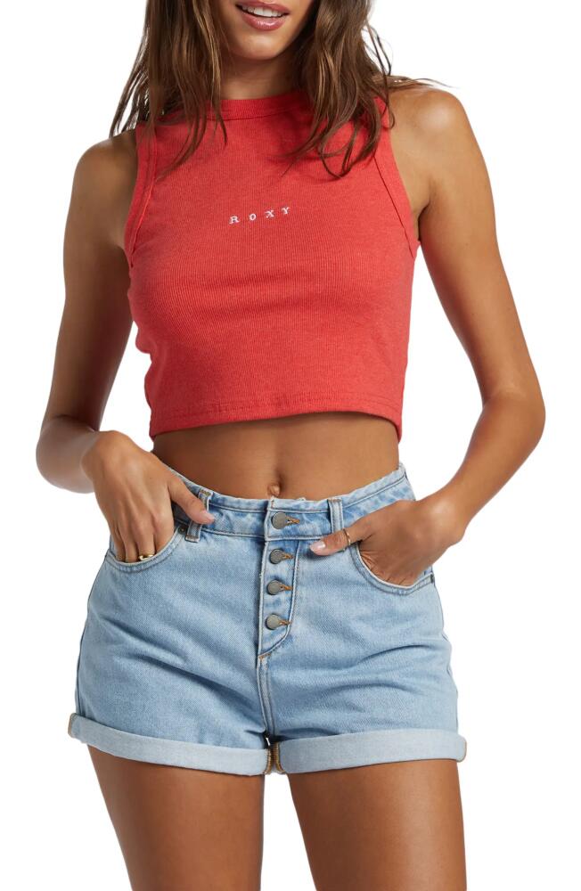 Roxy Roxify Sleeveless Rib Crop Top in Hibiscus Cover