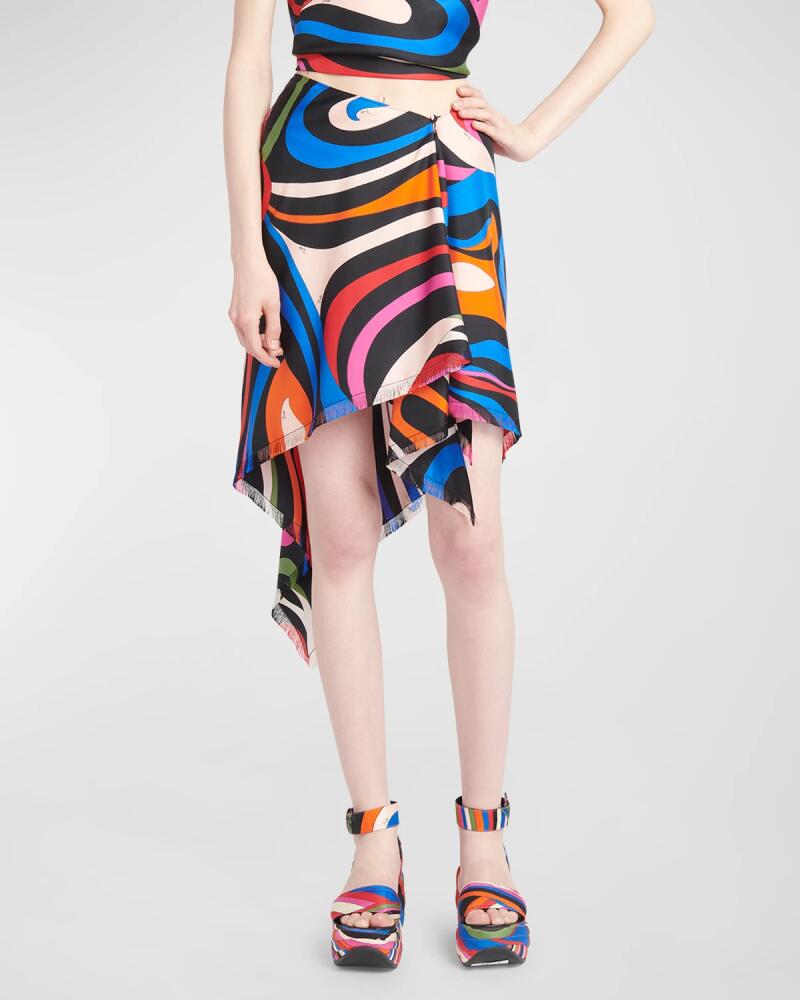 Emilio Pucci Abstract-Print Handkerchief Mini Skirt Cover