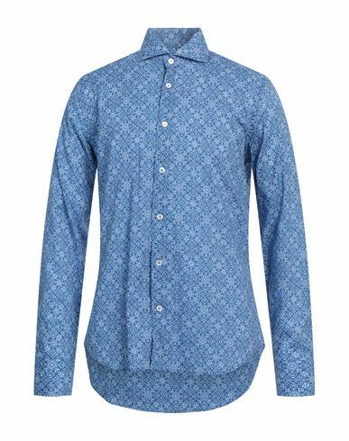 Fedeli Man Shirt Blue Size 15 ½ Cotton, Elastane Cover