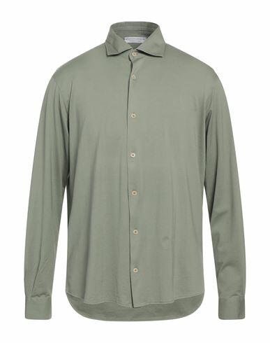 Filippo De Laurentiis Man Shirt Sage green Cotton Cover