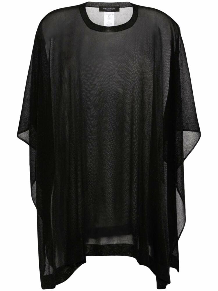 Fabiana Filippi lurex- detailing semi-sheer cape - Black Cover