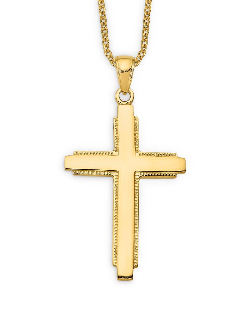 Bloomingdale's Fine Collection Men's Edged Cross Pendant Necklace in 14K Yellow Gold, 20 - Exclusive Cover