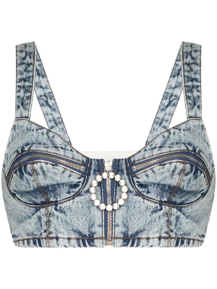 Alessandra Rich crystal-embellished denim bustier - Blue Cover