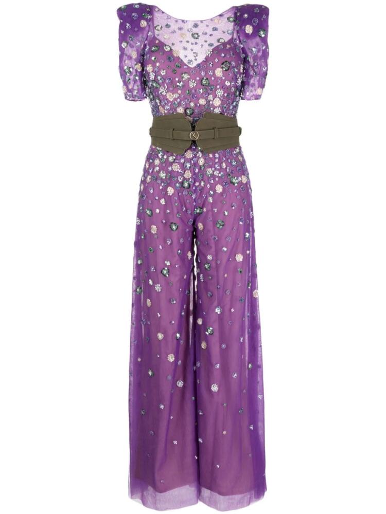 Saiid Kobeisy embellished tulle jumpsuit - Purple Cover