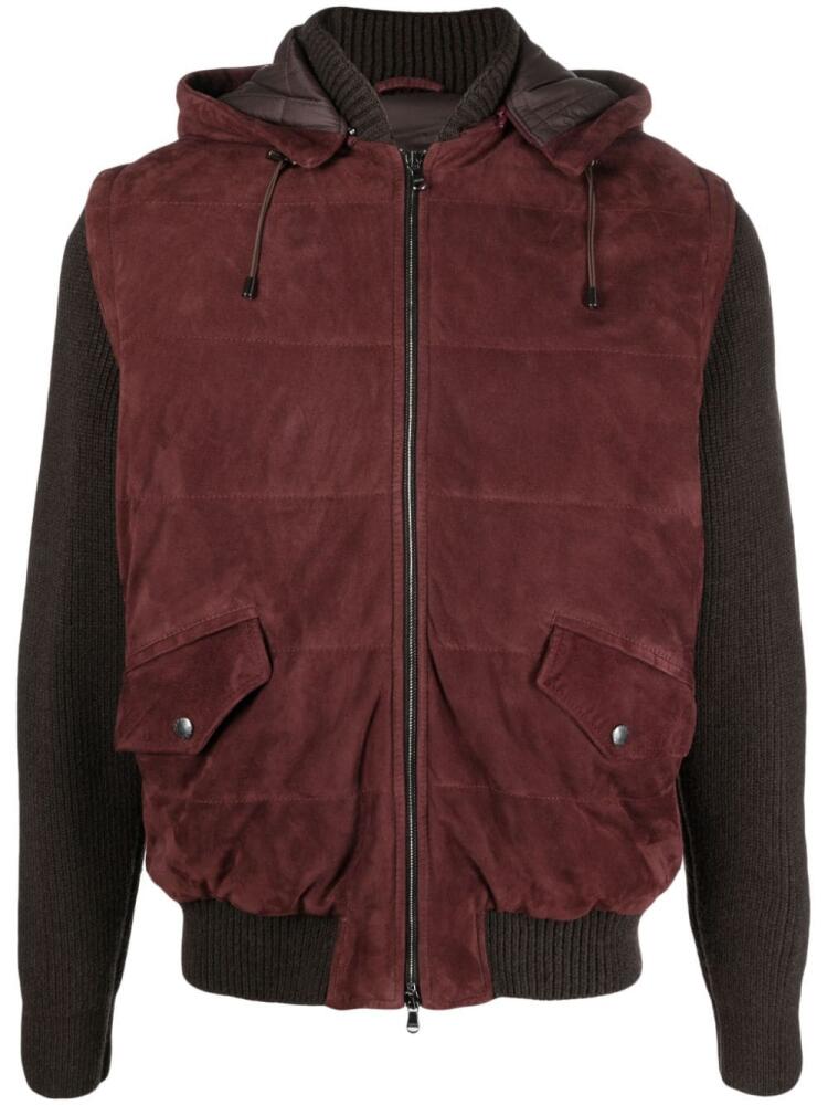 Barba panelled leather jacket - Red Cover