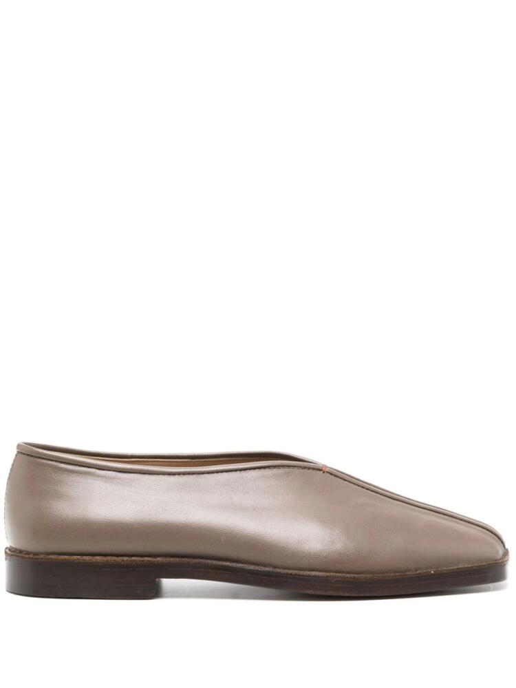 LEMAIRE piped leather slippers - Brown Cover