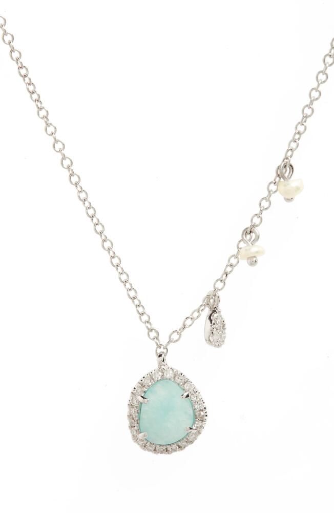 Meira T Mini Stone Diamond Pendant Necklace in White Gold/Amazonite Cover