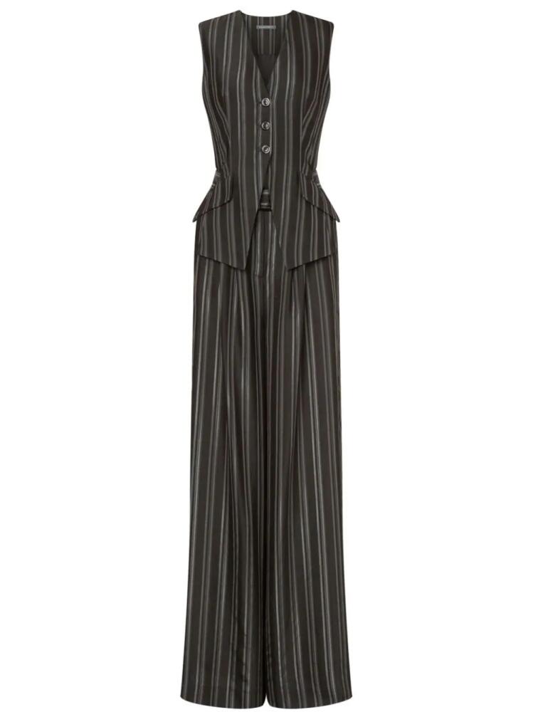 Alberta Ferretti tailored stripe-pattern jumpsuit - Grey Cover