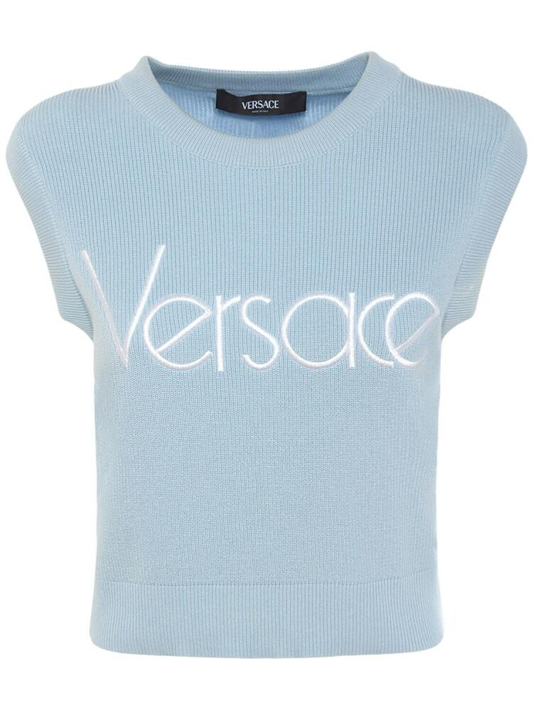 VERSACE Logo Embroidered Knit Vest Cover