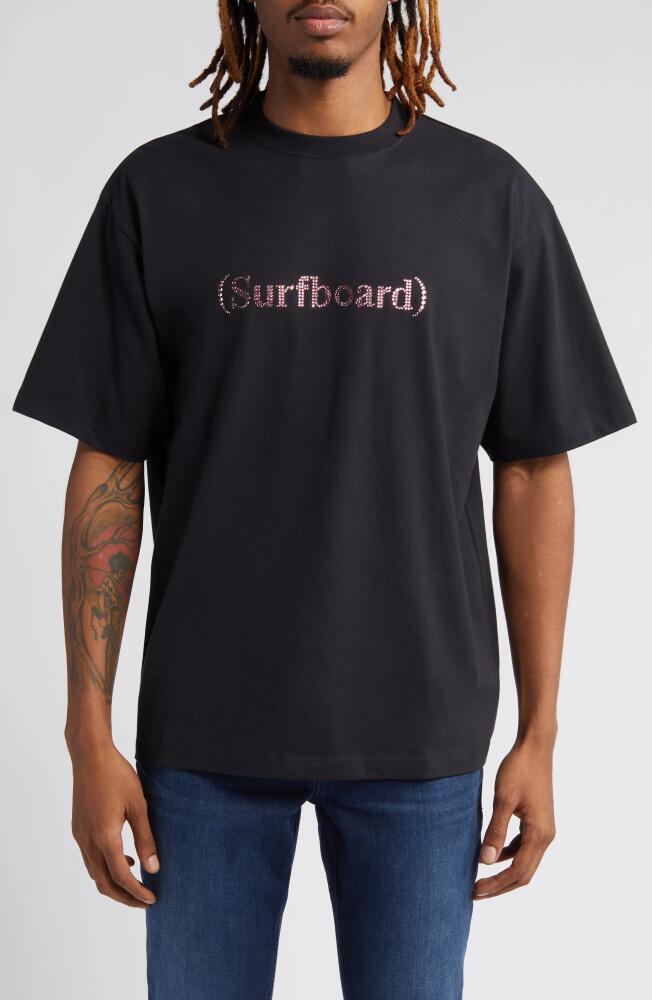 STOCKHOLM SURFBOARD CLUB Kil Swarovski Crystal Embellished Logo Cotton T-Shirt in Black Cover