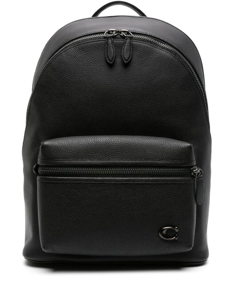 Coach logo-plaque leather backpack - Black Cover