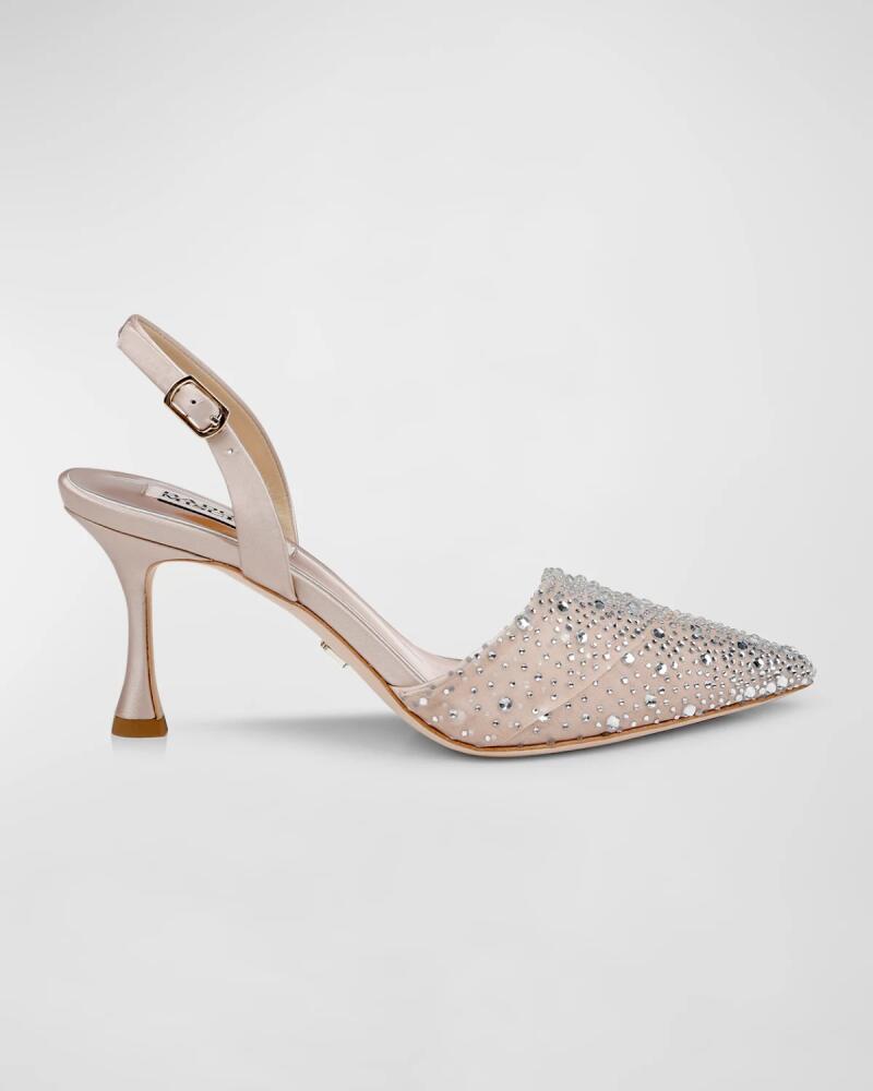 Badgley Mischka Brenna Embellished Silk Slingback Pumps Cover