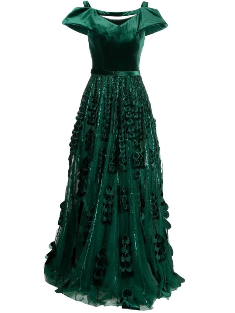 Saiid Kobeisy heart-appliqué beaded tulle dress - Green Cover