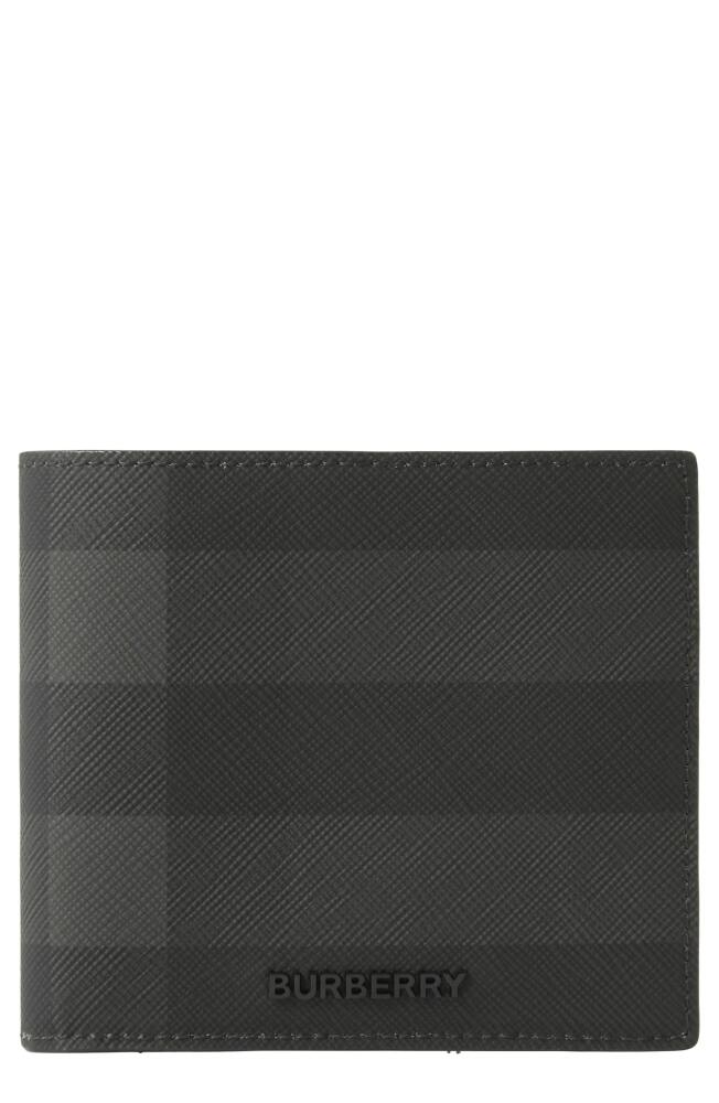 burberry Check Coated Canvas Bifold Wallet in Charcoal Cover