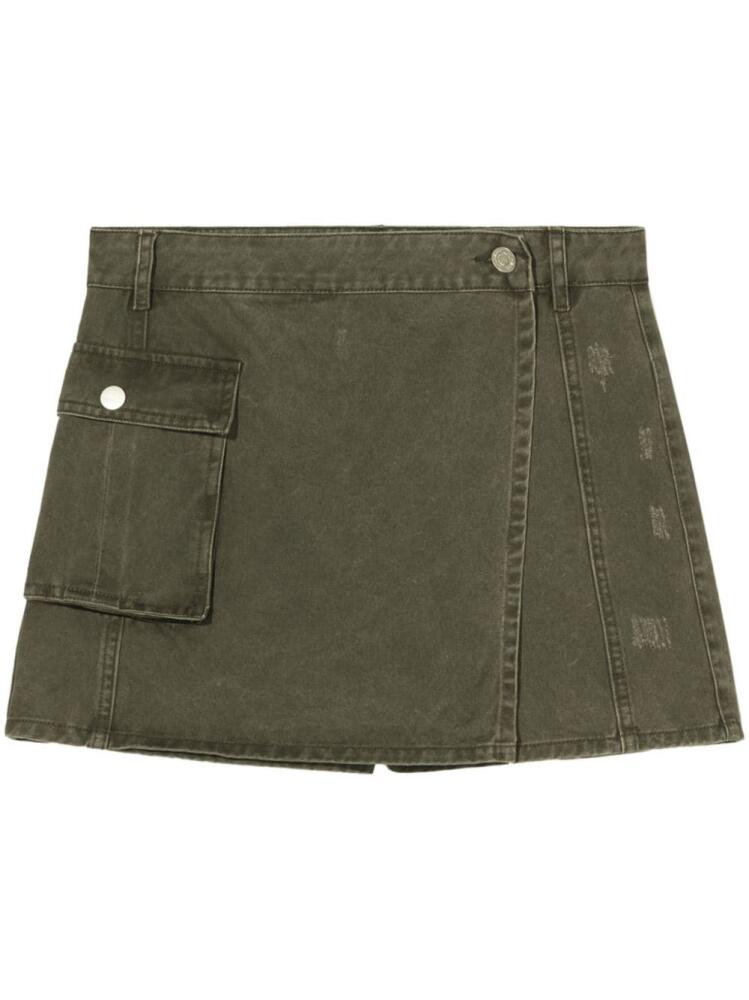 b+ab distressed-effect panelled shorts - Green Cover