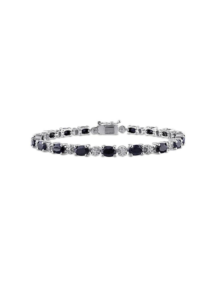 Sonatina Women's Sterling Silver, Black Sapphire & Diamond Bracelet Cover