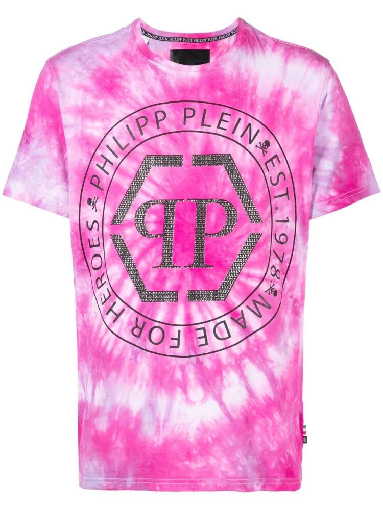 Stain Shade tie-dye logo-print T-shirt - Pink Cover