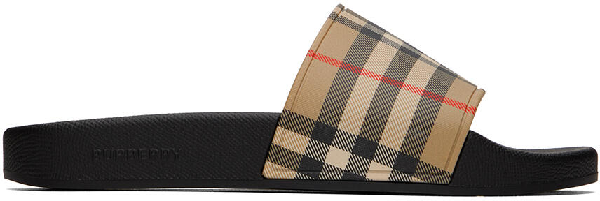 Burberry Beige & Black Check Slides Cover