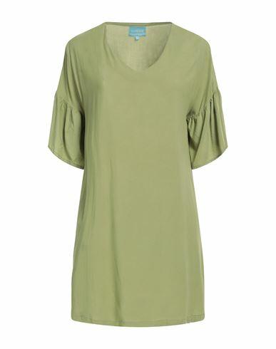 Iconique Woman Mini dress Military green Viscose Cover