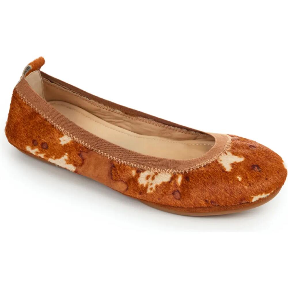 Yosi Samra Samara Genuine Calf Hair Foldable Ballet Flat in Whiskey Calf Hair Cover