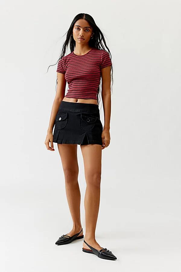 Urban Outfitters UO Jillian Pleated Micro Mini Skort in Black Cover