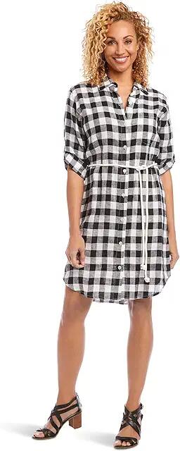 Karen Kane Check Shirtdress (Black/White) Women's Dress Cover