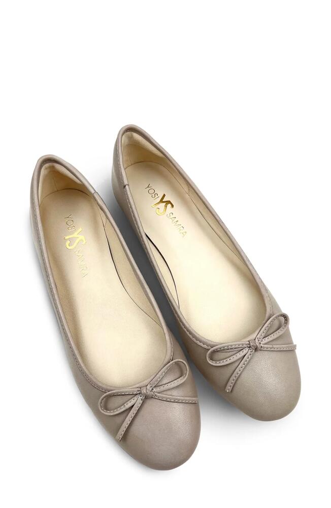 Yosi Samra Sadie Cap Toe Ballet Flat in Taupe Leather Cover