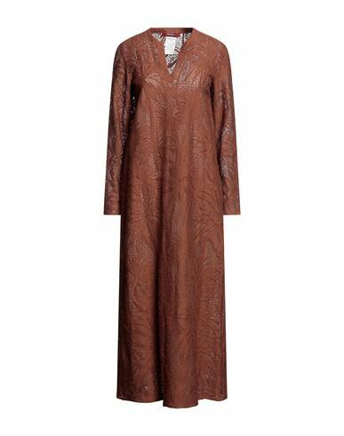 Max Mara Studio Woman Maxi dress Brown Cotton, Polyamide Cover