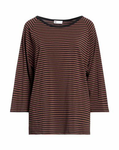 Diana Gallesi Woman T-shirt Dark brown Polyester, Viscose, Elastane Cover