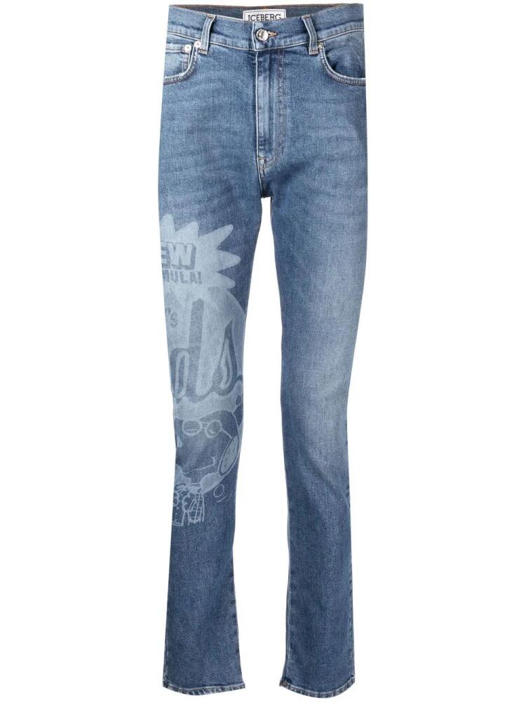 Iceberg watermark-print detail jeans - Blue Cover