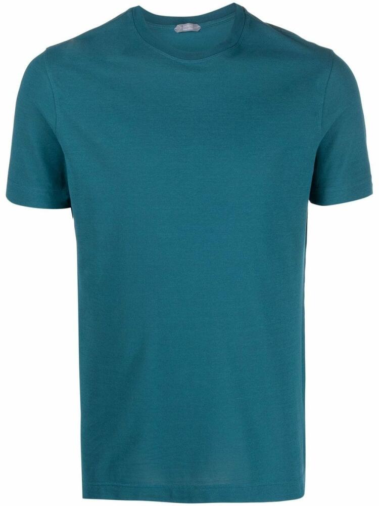 Zanone round neck cotton T-shirt - Blue Cover