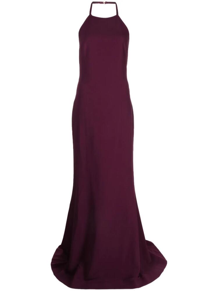 Elie Saab silk crepe halterneck gown - Purple Cover