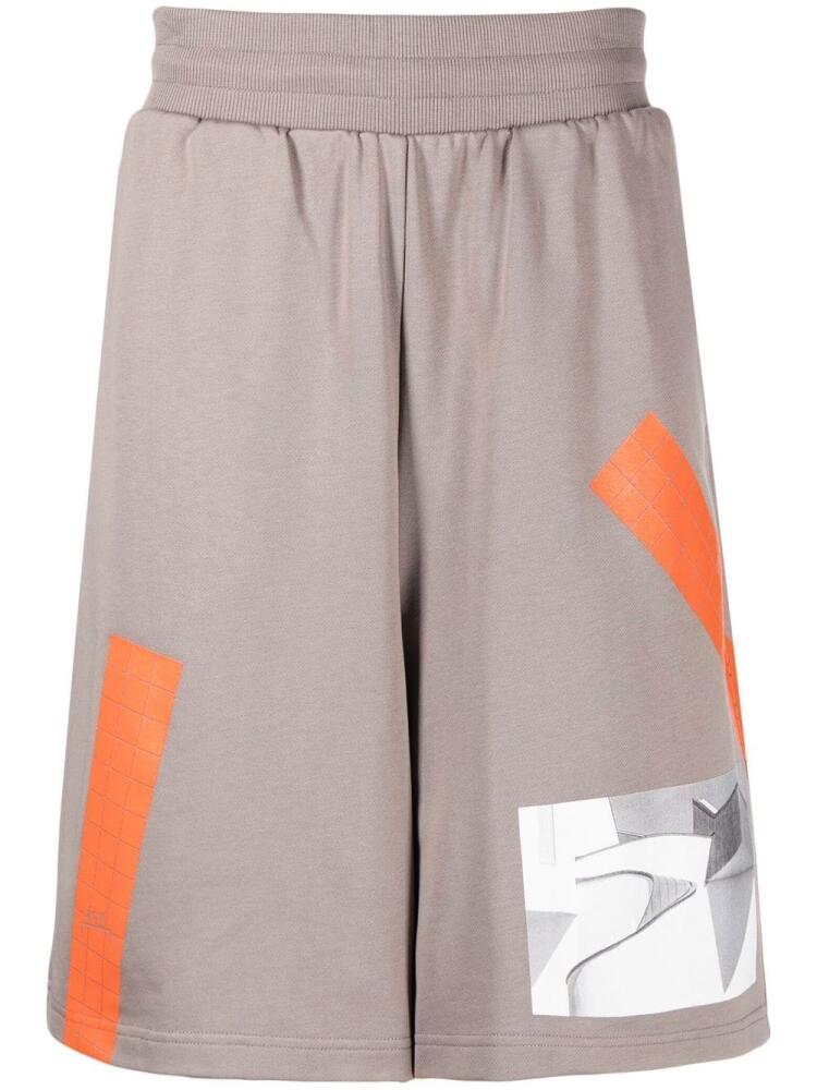 A-COLD-WALL* graphic-print organic cotton track shorts - Grey Cover